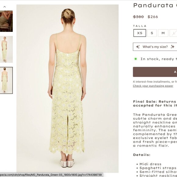 NWT Especia Pandurata Green Midi Dress Size small - Picture 13 of 13